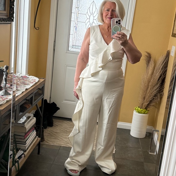 Antonio Melani off white jumpsuit with ruffle detail. NWOT - Picture 2 of 7